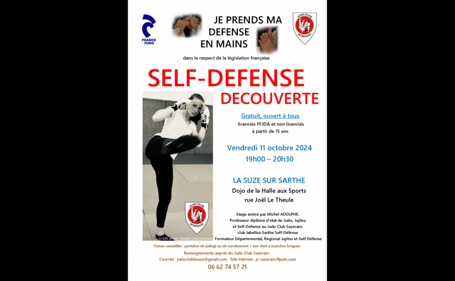 Découverte Self-Défense vendredi 11 octobre 2024 19h-20h30